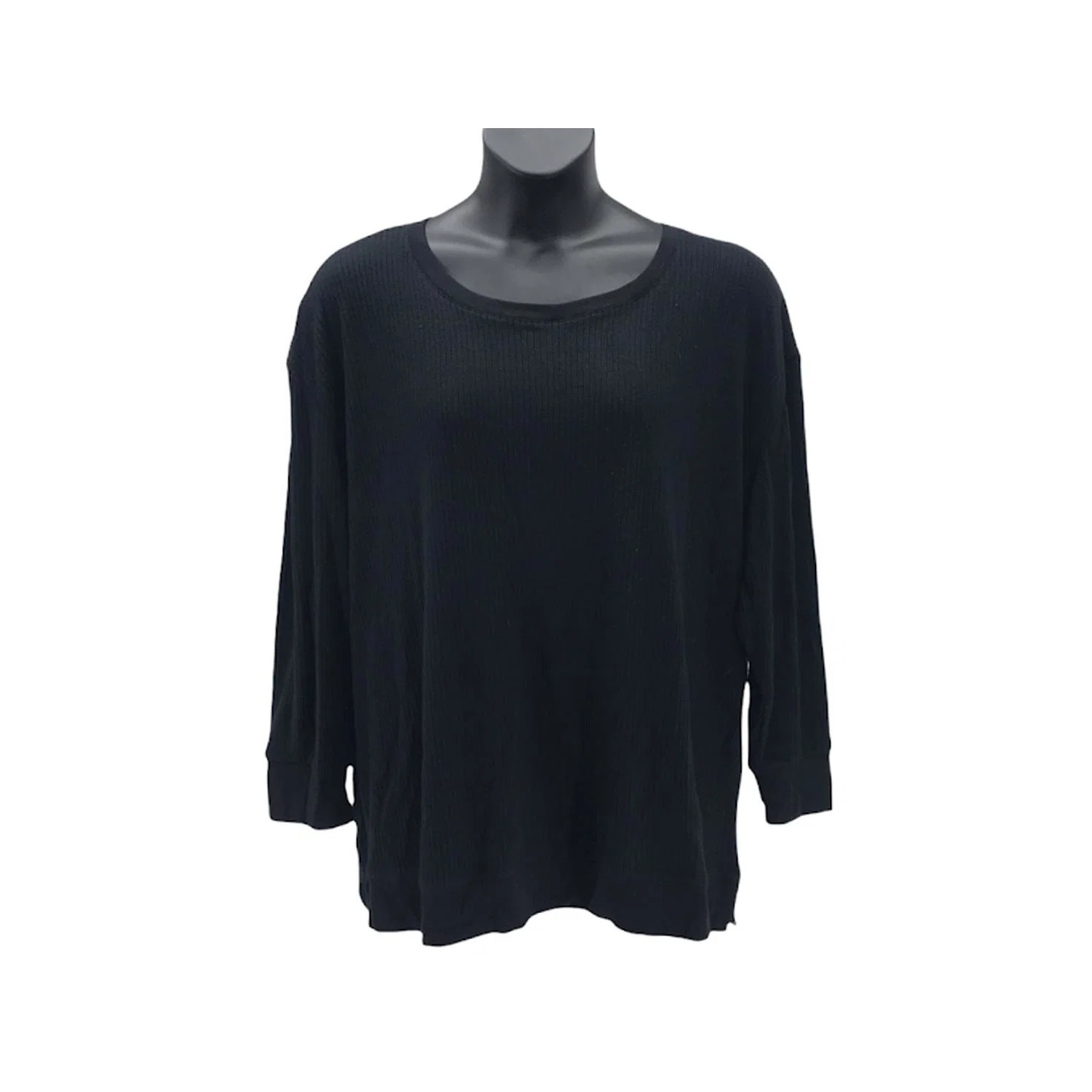 Retreat By Rhonda Shear Ribbed Knit Lounge Top Black - Regular